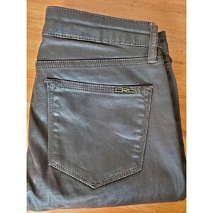 Ralph Lauren Women's 4 Waxed Tapered Slim Stretchy Denim Pants‎ Jeans Dark Brown